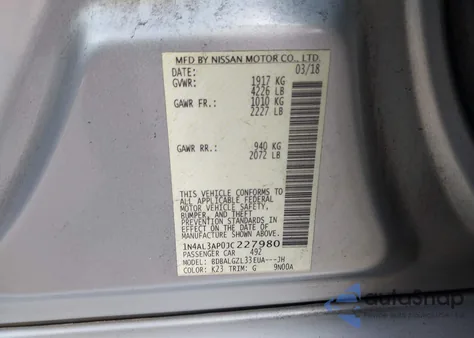 2018 Nissan Altima 2.5 S z USA, uszkodzony, nr VIN 1N4AL3AP0JC227980